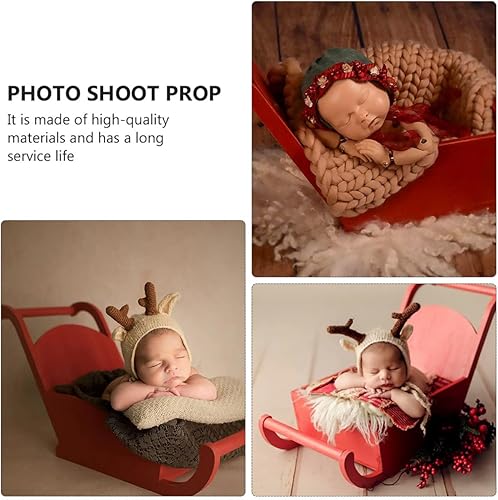 Miniatura 4 de Accesorio de fotografía para recién nacidos, trineo de Navidad, accesorio para sesión de fotos de niños y niñas, fotos de bebés, accesorios de