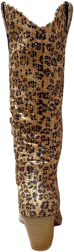 ABSOLEX Women Western Cowgirl Cowboy Pointed Toe Rhinestone Knee High Boots - 第 11/64 張圖片