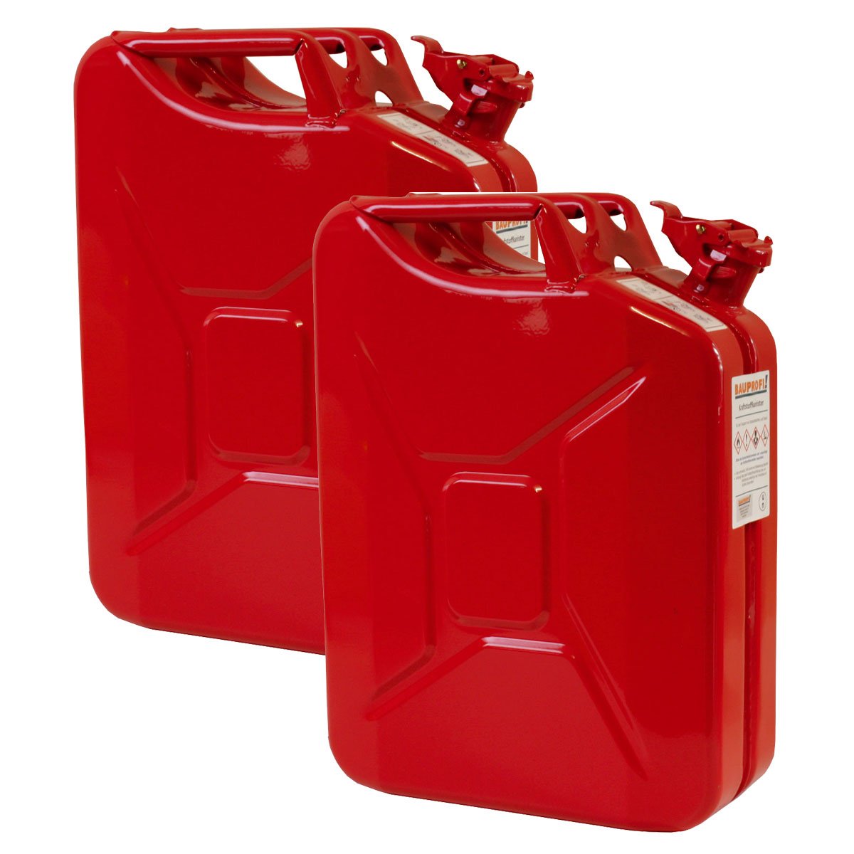 2er Set 20 Liter Benzinkanister Metall GGVS mit Sicherungsstift rot Blechkanister