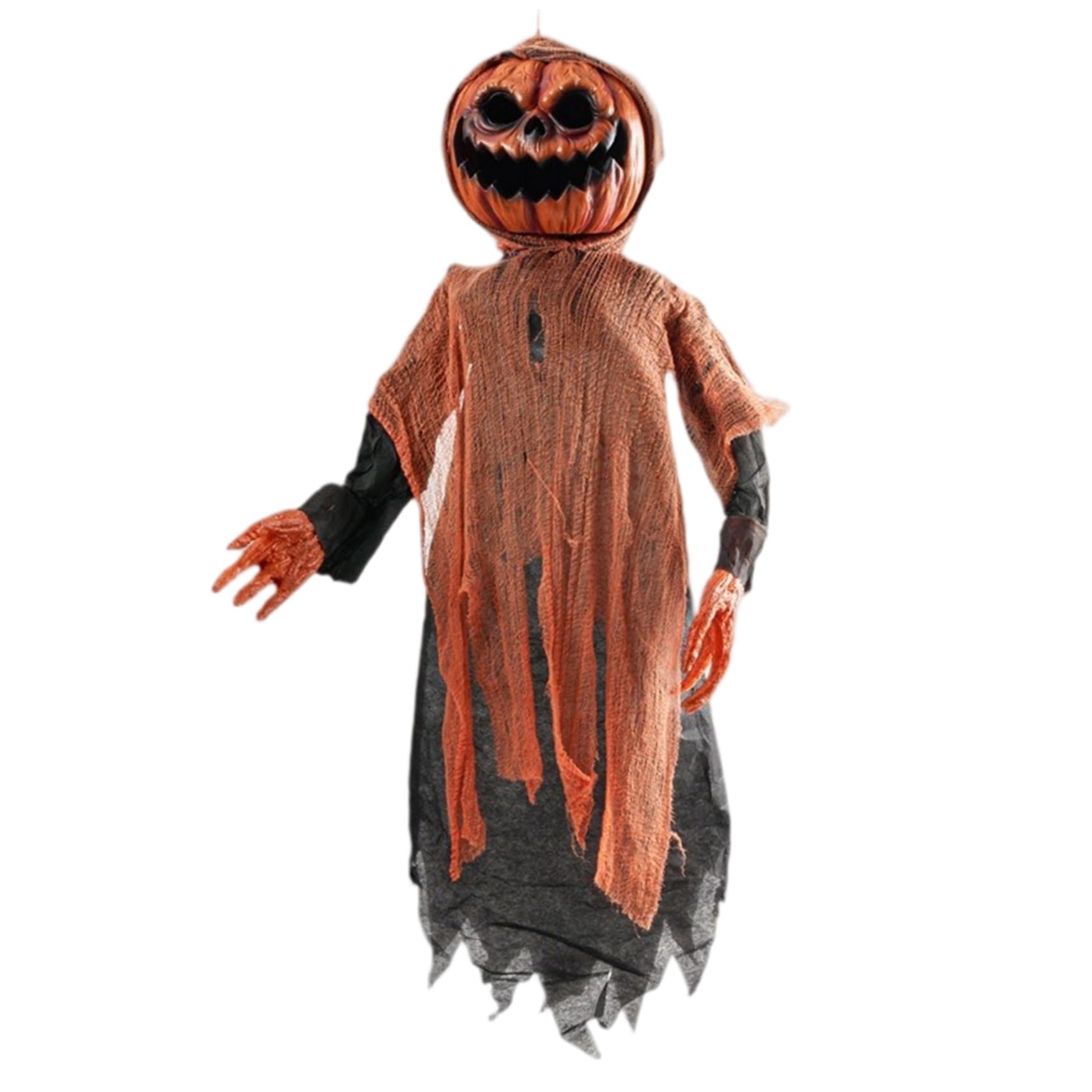 Épouvantail en forme de citrouille Halloween animatronique 119cm
