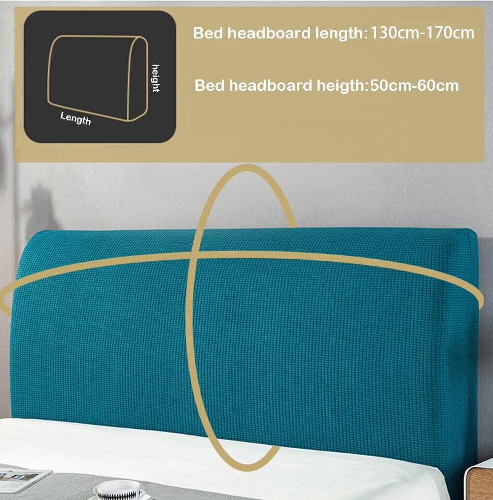 Hoofdbordbekleding voor bed, stretch hoofdbordhoes, rekbare beschermhoes voor hoofdbord, overtrek, afdekking voor gevoerd hoofdeinde, 150-170 cm, crème