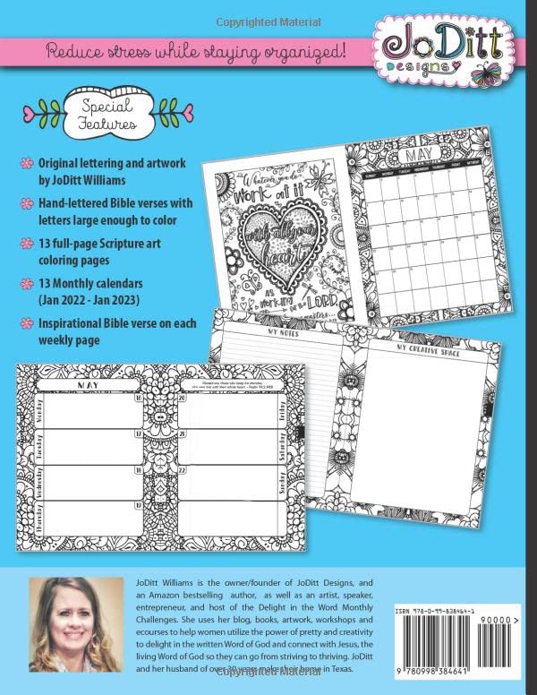 Delight in the Word of God Scripture Coloring Book Calendar 2022: Monthly & Weekly Faith Planner for Christian Women with Inspirational Bible Verse ... Bible Verse Art Journaling and Lettering) - Image 2
