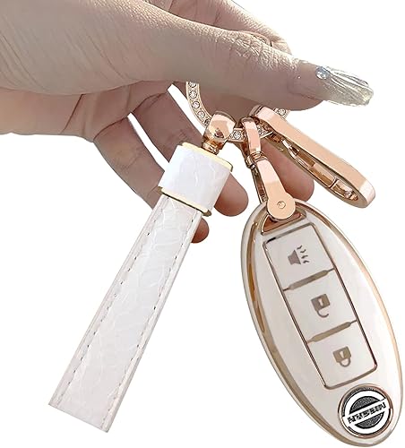 Funda para llavero Nissan de dos materiales diferentes accesorios de llavero de 5 colores de TPU para Nissan 345 botones Altima Maxima Rogue Armada