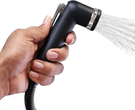 KIOSK Health Faucet for Bathroom – Jet Spray for Toilet Seat with 304 Stainless Steel Hose Pipe (1.3m), Wall Hook & Easy Grip ABS Hand Shower (Black)