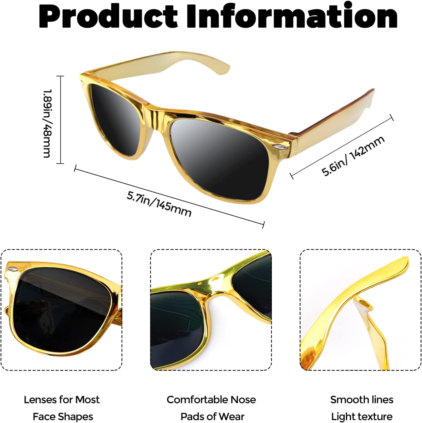 12 Pack Neon Colors Sunglasses Classic Retro Party Favors Sunglasses for Unisex Adult