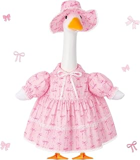 FuWeave 여름 현관 구스 의상 58.4cm(23인치)/43.2cm(17인치) 시멘트 조각상 구스 스커트 코스튬 가을 봄 야외 마당 잔디 파티오용