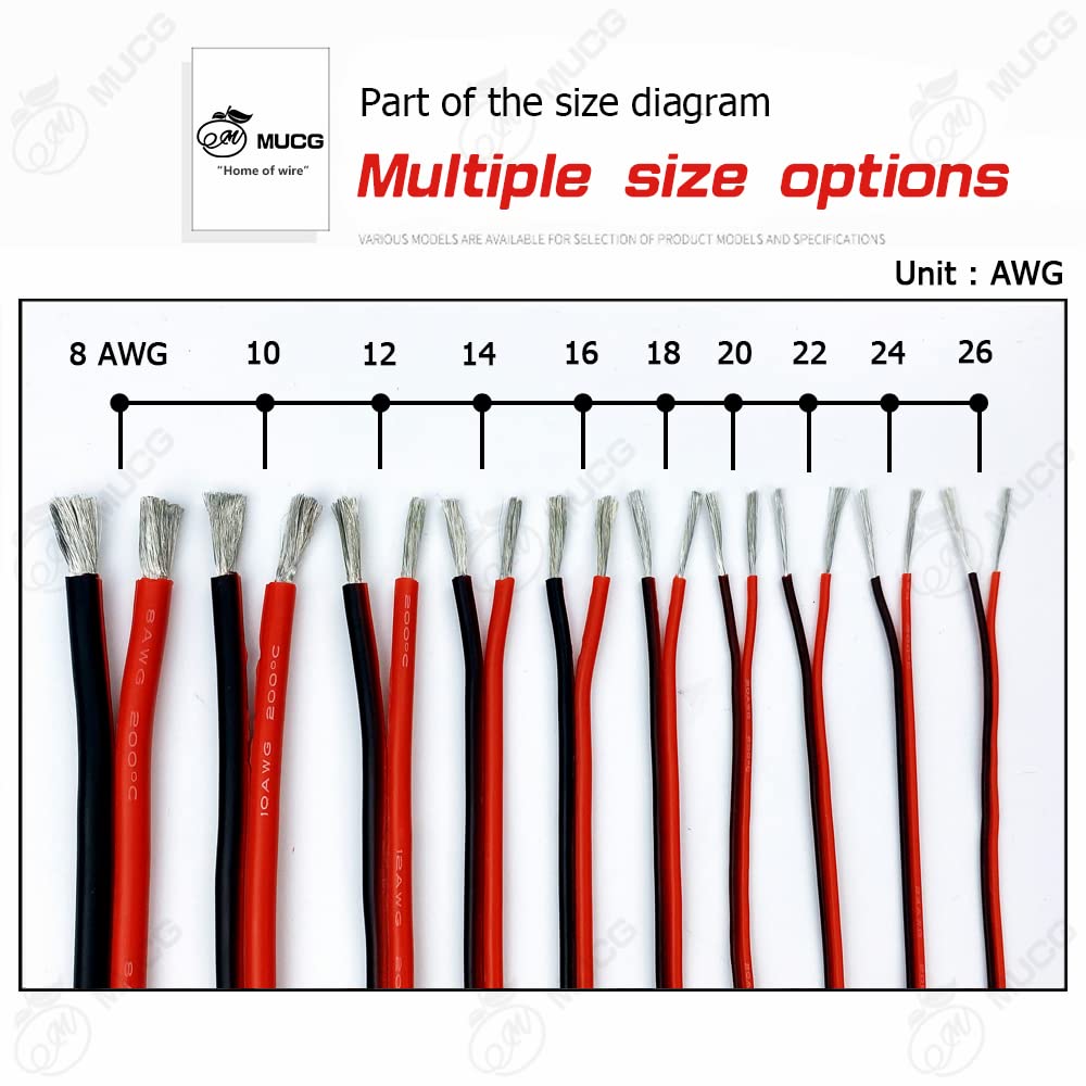 cable eléctrico Cable de 2 pines Cable de silicona Automotriz Negro Rojo Led Cables eléctricos planos 28 26 24 22 20 18 awg 18awg 16awg 14awg 12awg 10awg 8awg ( Color : 2 Pin Black-Red , Size : 5M_24