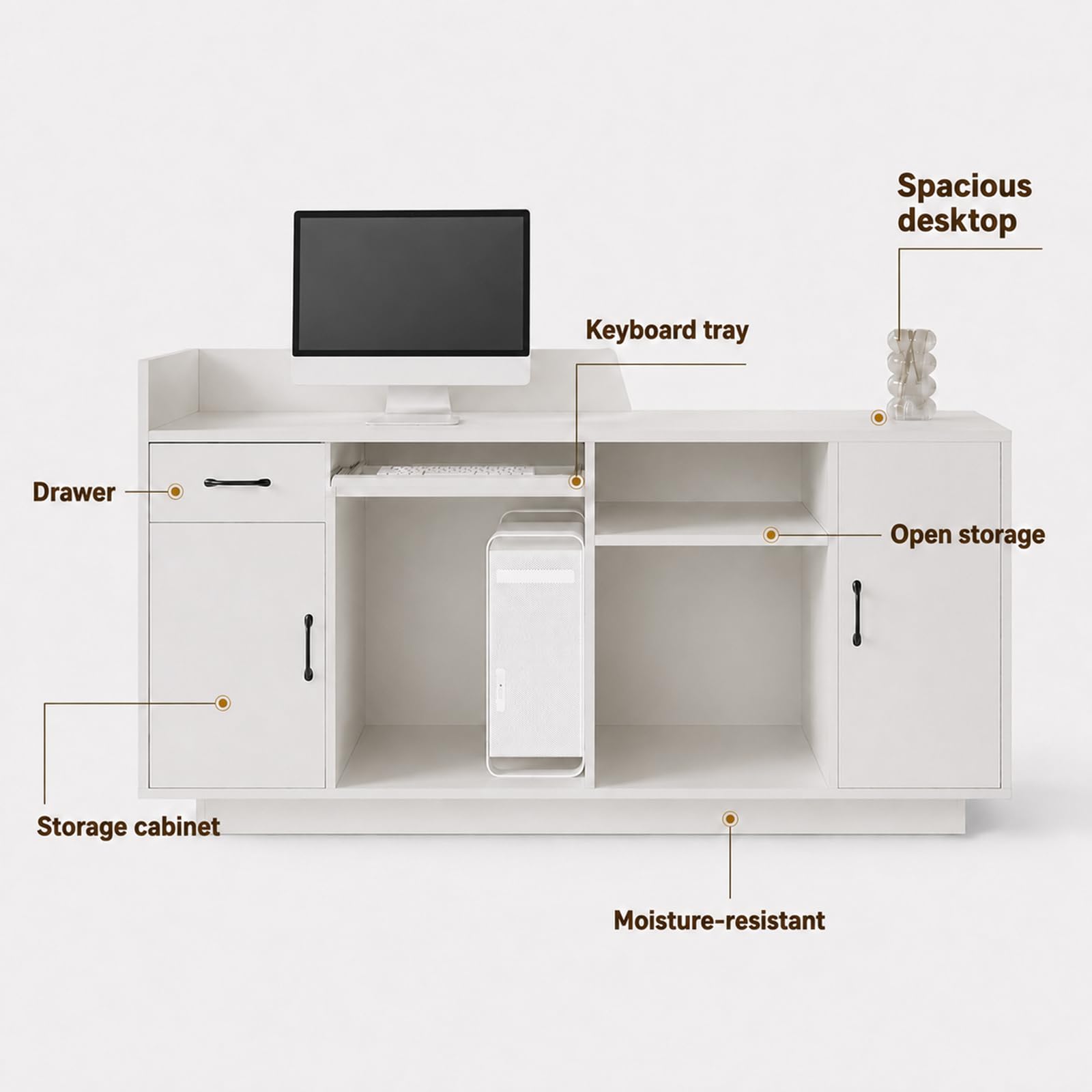 Banco Reception con Cassetto 100–200cm Bancone Cassa Moderno B - Right,100cm | scrivania reception con Archiviazione per Negozio, Salone di Bellezza, Bar, Ufficio, Hall e Negozi al Dettaglio