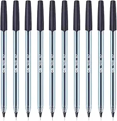 Kit 10 Canetas Esferográfica Scrit Ponta Agulha 0.7mm (Preto)