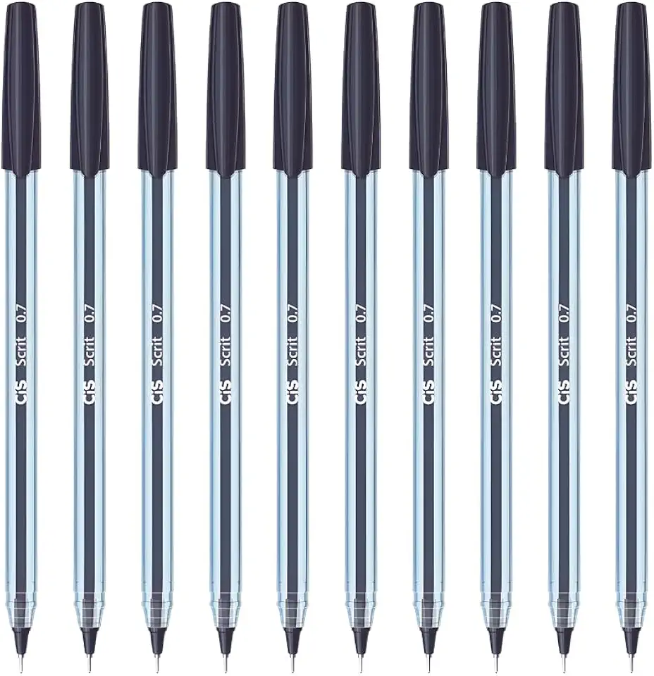 Kit 10 Canetas Esferográfica Scrit Ponta Agulha 0.7mm (Preto)