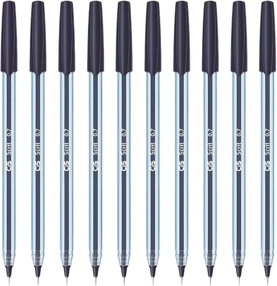 Kit 10 Canetas Esferográfica Scrit Ponta Agulha 0.7mm (Preto)
