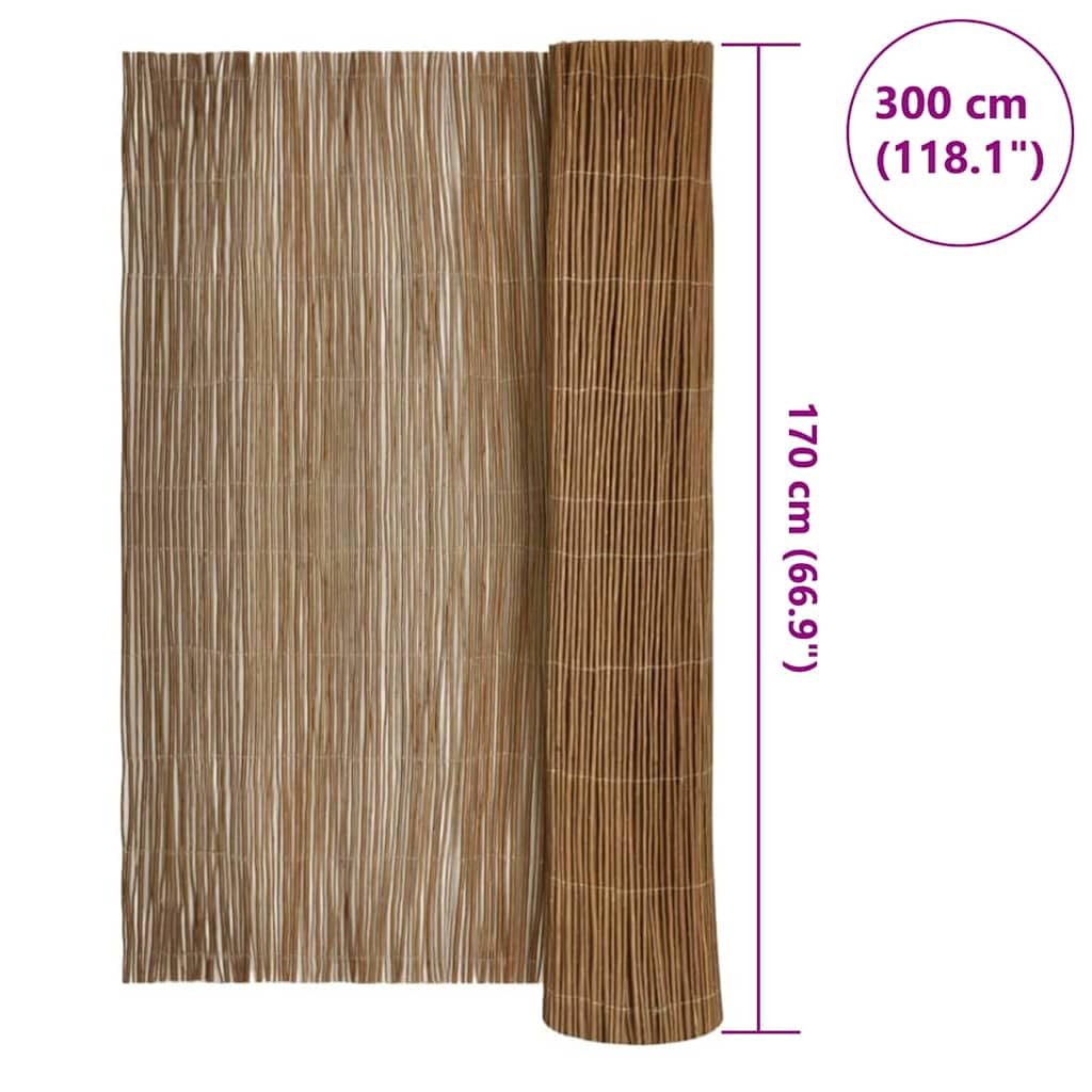 Clôture en Saule Naturel 170 x 300 cm, Canisse de Jardin en Osier pour Extérieur, Brise-Vue pour Terrasse et Balcon, Panneau d'Occultation Flexible et Décoratif