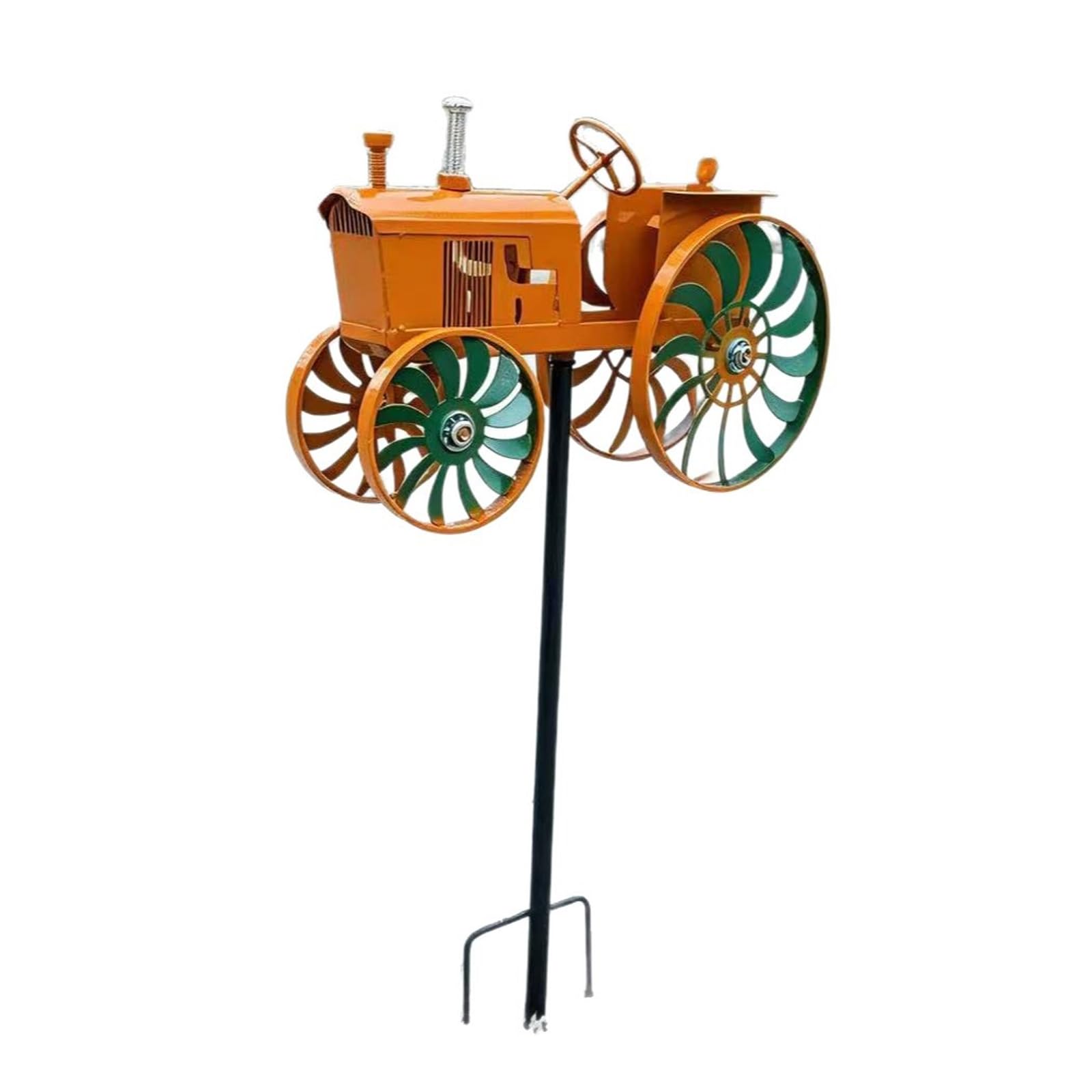 Handcrafted Metal Tractors Windmill Stake Garden Decoration Outdoor Ornament Suitable for Lawns Yard and Patios Aesthetic Iron Tractors Wind Spinner