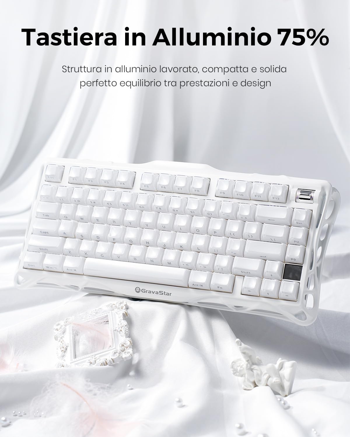 GravaStar Mercury K1 Tastiera Gaming Meccanica Wireless 75%-Bianco
