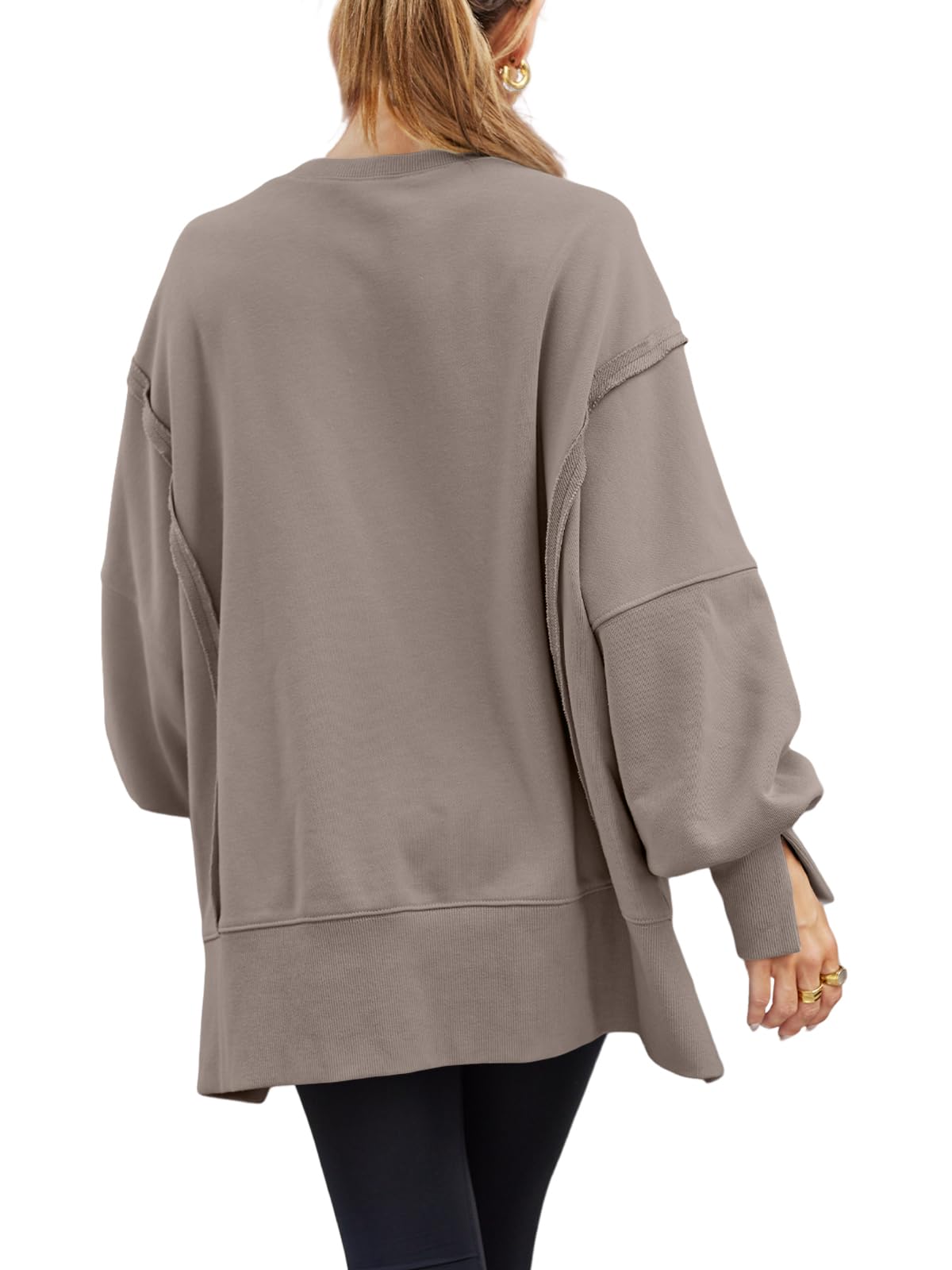 Damskie bluzy oversize z okrągłym dekoltem swetry zimowe koszule z długim rękawem modne bluzy z kapturem 2024 jesienne stroje modne ubrania