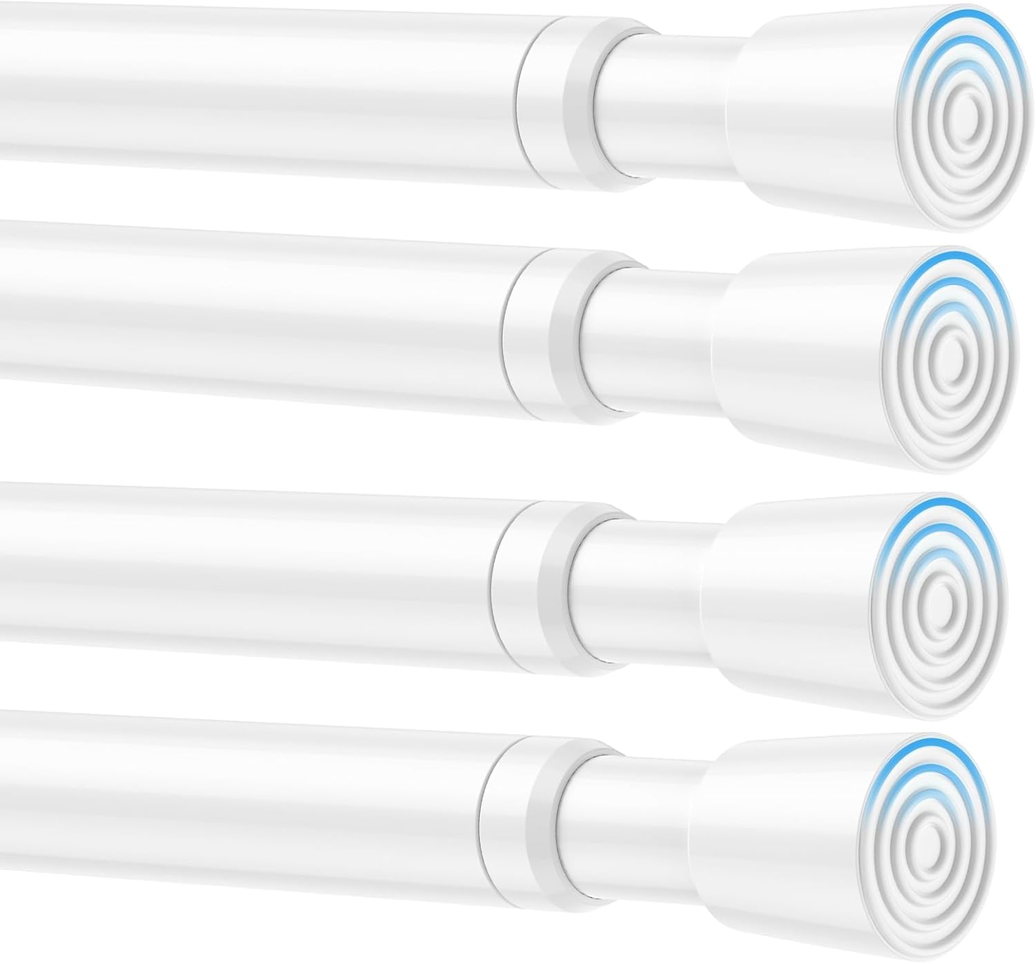 4 Pack Spring Tension Curtain Rod 32.5 to 58 inch Adjustable Curtain Rods No Drilling Spring Loaded Curtain Rods for Windows Doors, White