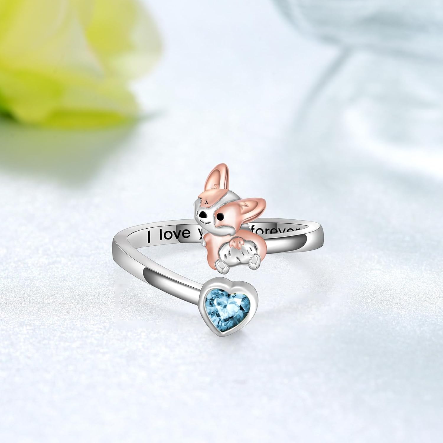 925 Sterling Silver Corgi Ring - Adjustable Open Dog Ring - Cute Jewelry Gifts for Corgi Lovers