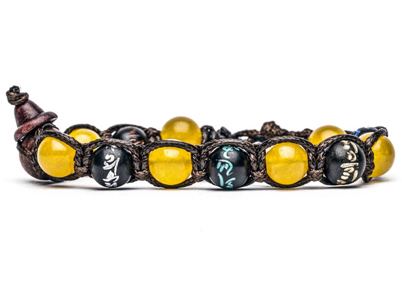 TAMASHII Mantra Bracciale Tibetano In Agata Gialla BHS200-62 - Gioiello Dell'Anima Benedetto