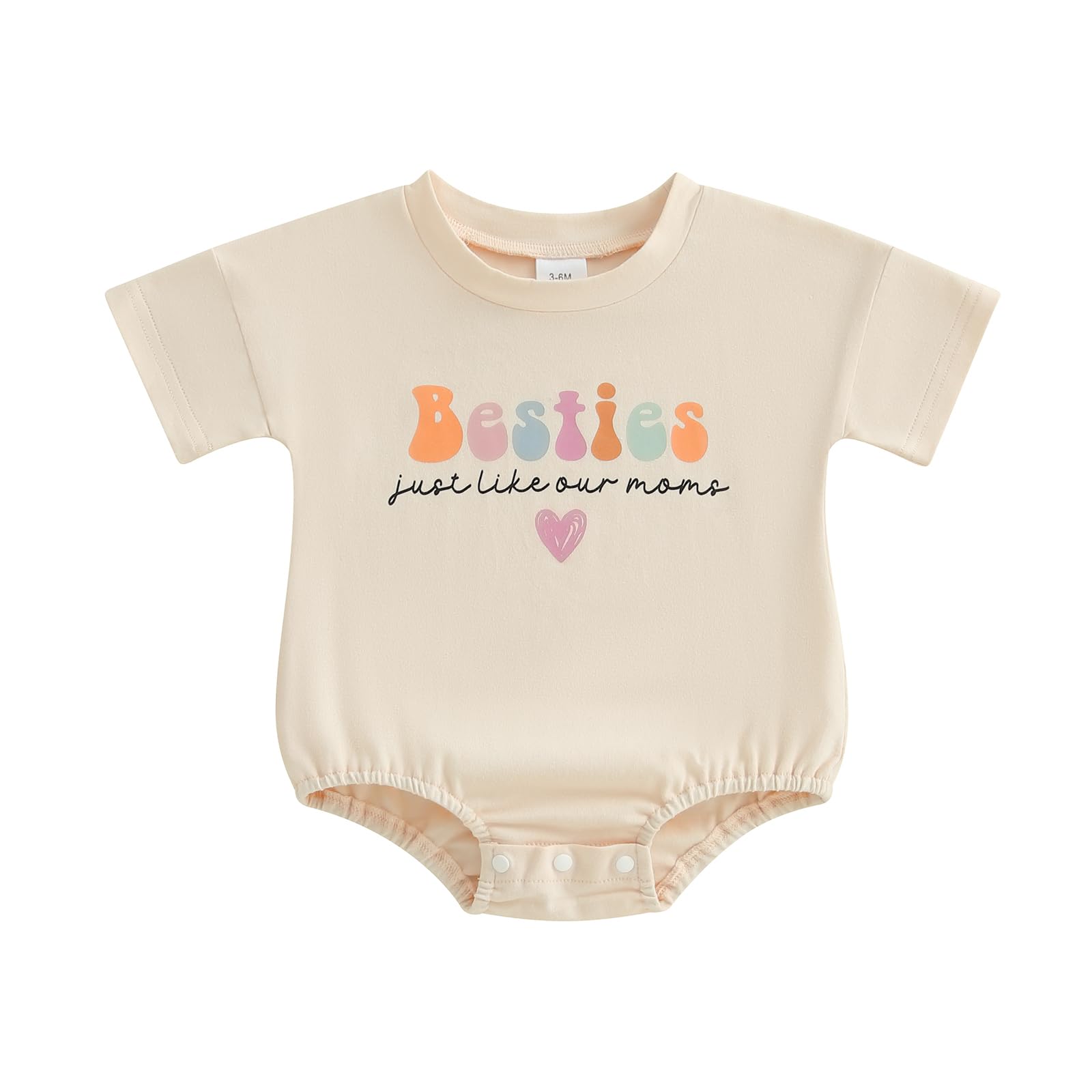 Sasaerucure Infant Baby Girl Winter Clothes One Piece Long Sleeve Romper Newborn Girl Bestie Just Like Our Moms Onesie (Beige Short, 0-3 Months)
