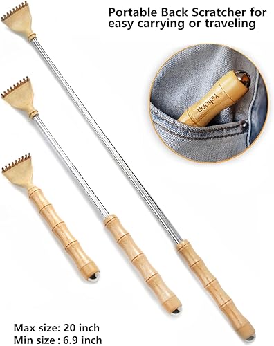 Miniatura 5 de Rascador de espalda, rascador de espalda de bambú extensible portátil para hombres y mujeres con hermoso embalaje de regalo, rascador corporal para
