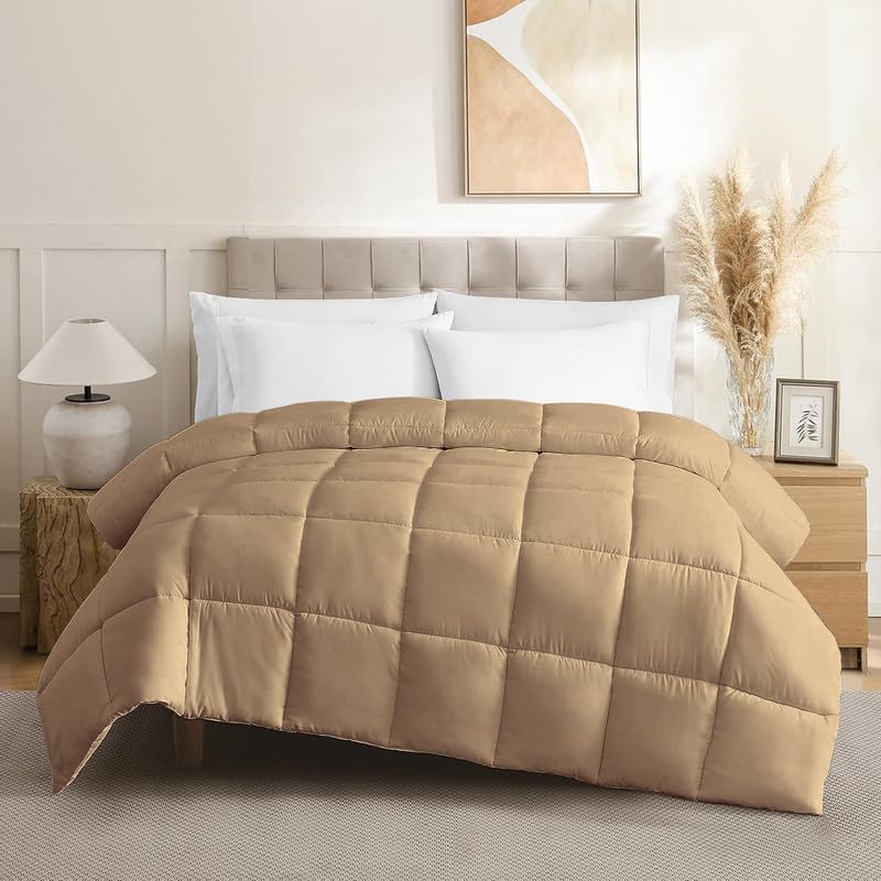 Comforter 100% Pima Cotton 600 TC, 300 GSM Premium Luxury All Season 1PC Comforter, Ultra Soft Breathable Quilted Bedding – Twin/Twin XL, Taupe