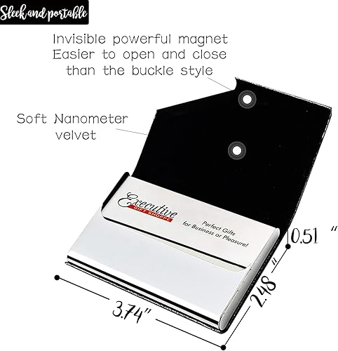 Miniatura 3 de LINMAGCO Tarjetero personalizado, estuche para tarjetas de visita grabado, piel sintética de alta calidad y acero inoxidable, portatarjetas de