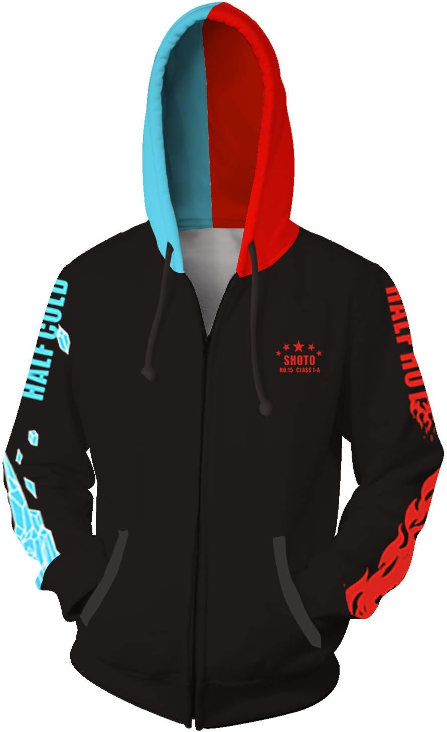 My Hero Academia Hoodie Todoroki Shoto Izuku Midoriya Hoodie Bnha Cosplay Costume 3D Sweatshirt (Large, red and Black)