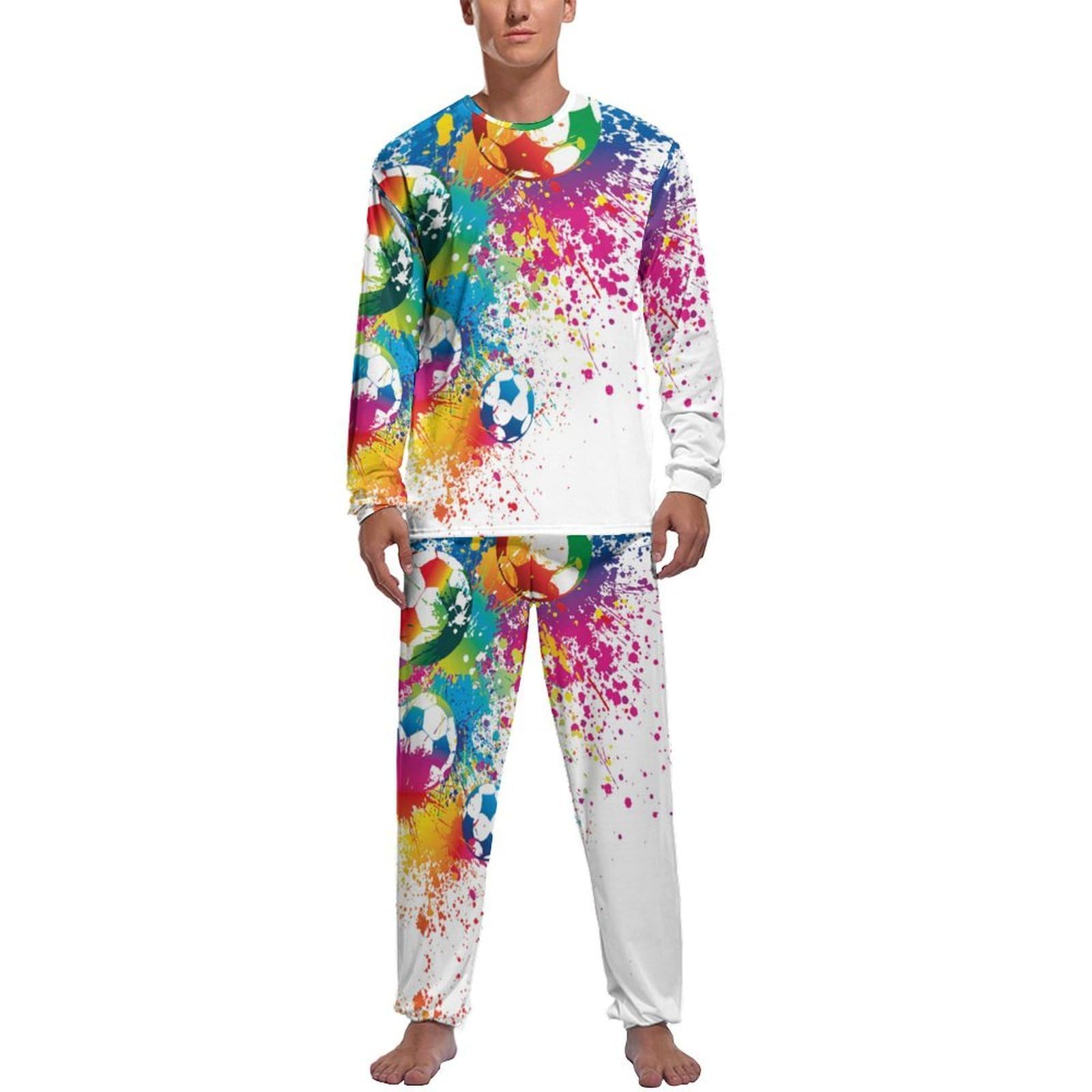 Conjunto de pijama para hombre con estampado de camuflaje verde, ropa de dormir de manga larga y pantalones