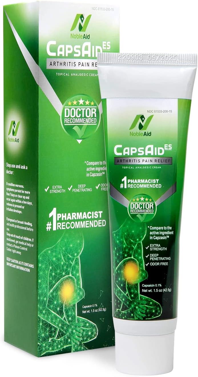 NobleAid CapsAid ES Arthritis Pain Relief Cream with Capsaicin 0.1 Strength Anti