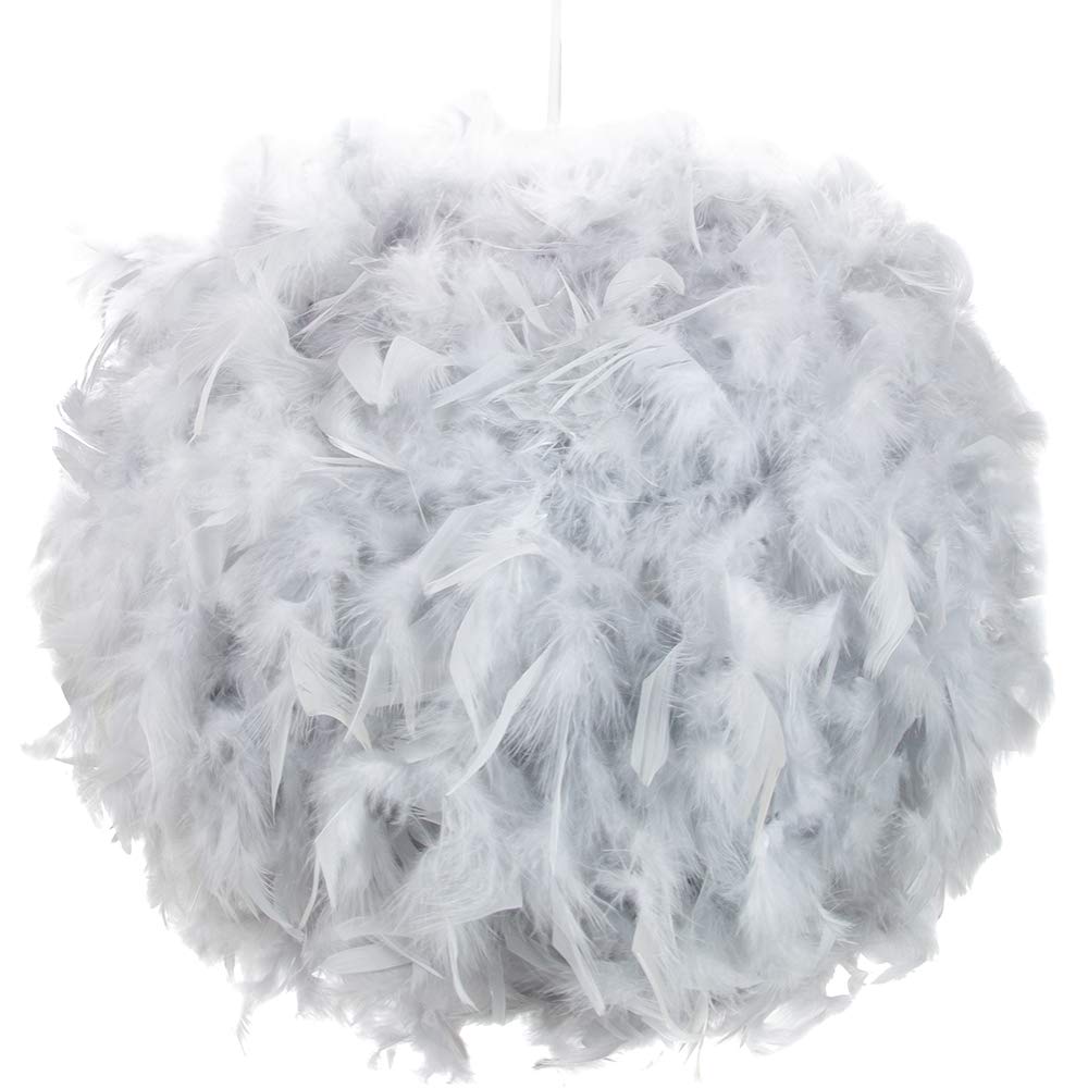 Happy Homewares Grey Feather Pendant Light Shade - 16 inches