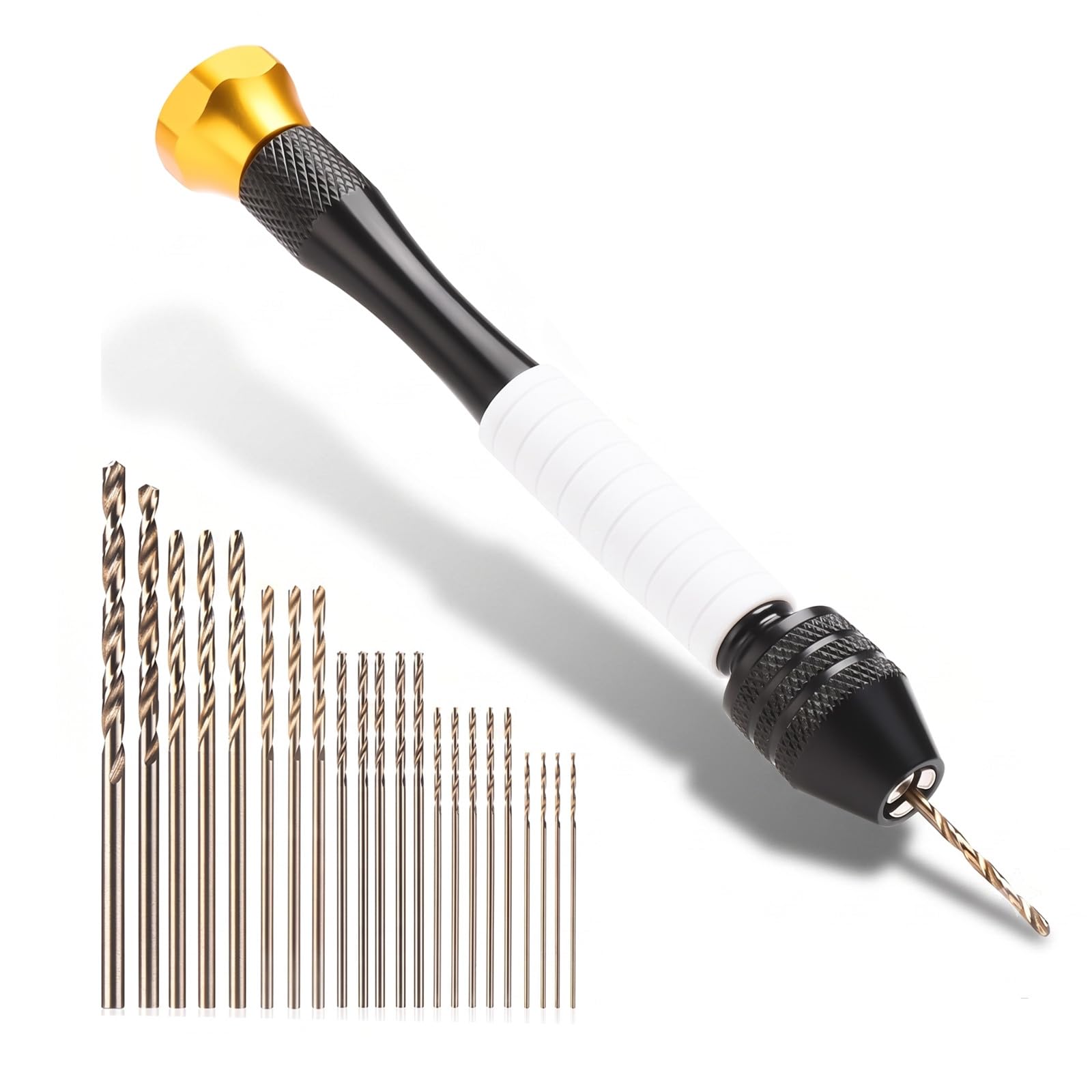 Pin Vise Hand Drill Manual, 22pc Micro Drill Bits 0.6-2.5mm Jewelry Resin