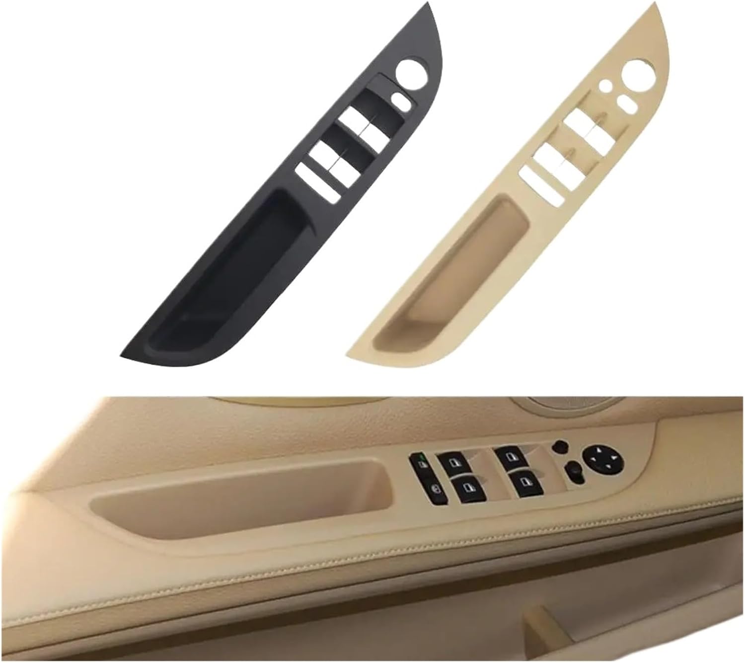 Grab Handles LHD Car Interior Inner Door Handle Panel Trim Cover Fit for BMW E60 E61 5 Series 520 525 528 2008-2010 51416983705 Black Beige Universal(Black Model B)