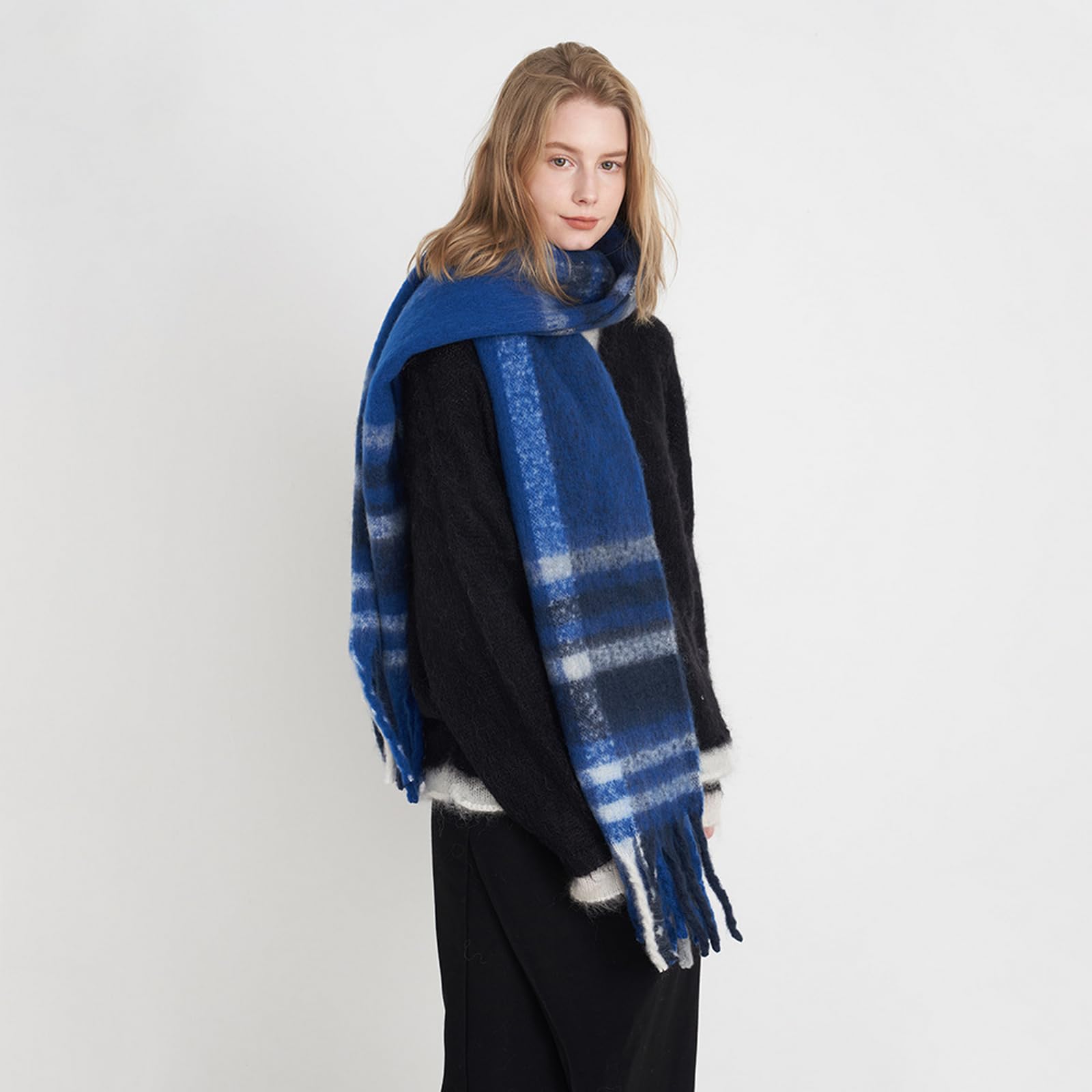 Foulard Donna Scaldacollo Invernale Classico Da Con Sciarpa Scozzese Retrò Calda