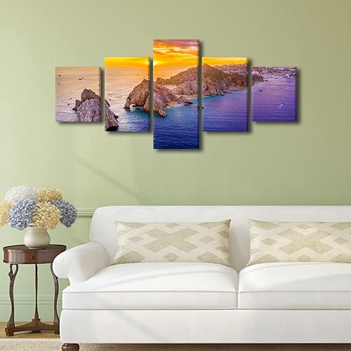 Vista 10 de TUMOVO 5 paneles de arte de pared de volcán en México, impresión sobre lienzo, paisajes naturales, cuadros para dormitorio, decoración del hogar