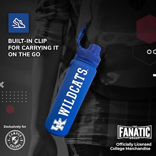 Vista 102 de Campus Colors Botella de agua de acero inoxidable de la NCAA, tapa giratoria, 24 onzas, clip de transporte, mantiene tus bebidas calientes o frías