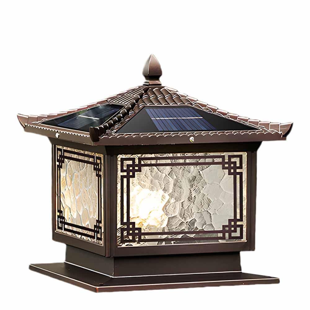 KNBVFHG Solar-Powered Fence Post Lights Outdoor Waterproof Fence Column Lamp Villa Courtyard Landscape Lighting Fixtures European with Glass Shade Pillar Cap Lamps for Yard Post Pole Pathway Driveway