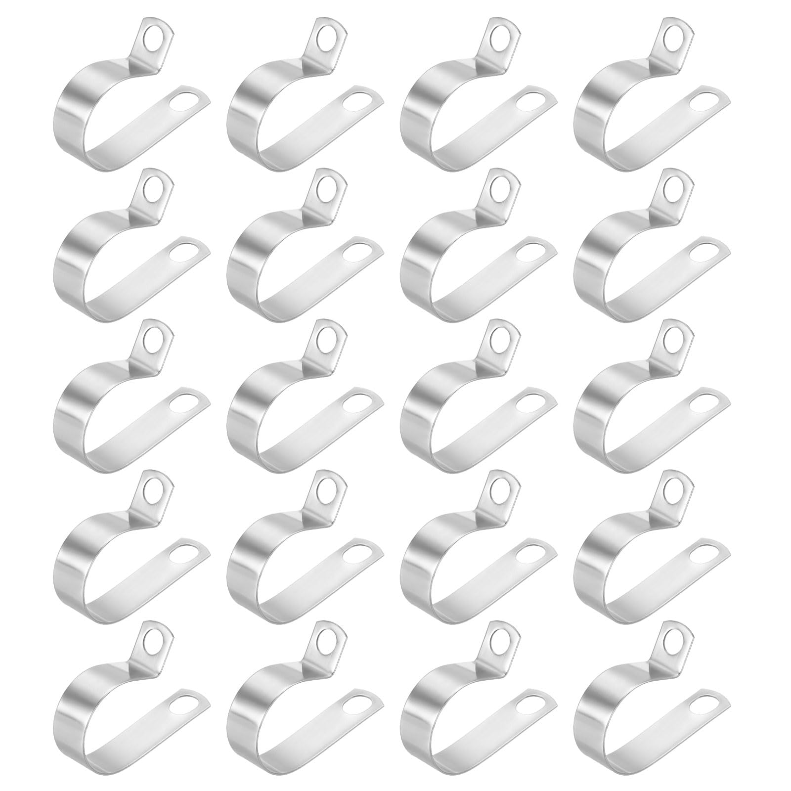 sourcing map 20pcs Metal Wire Clamp 1-3/16" Inch (30mm) R-Type Cable Clip 304 Stainless Steel Conduit Cable Clamp Cord Fastener Holder Strap Clip for Industrial Household Installation Pipe Wire