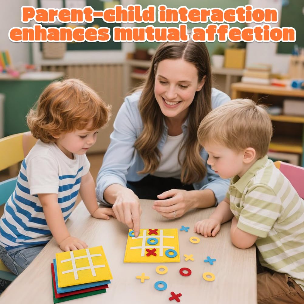 Tres en Raya Niños Animales Pack 16, Mini Juego de Mesa de Fieltro, Regalos Alumnos Primaria, Detalles Cumpleaños Niños, Juego de Viaje, Multicolor