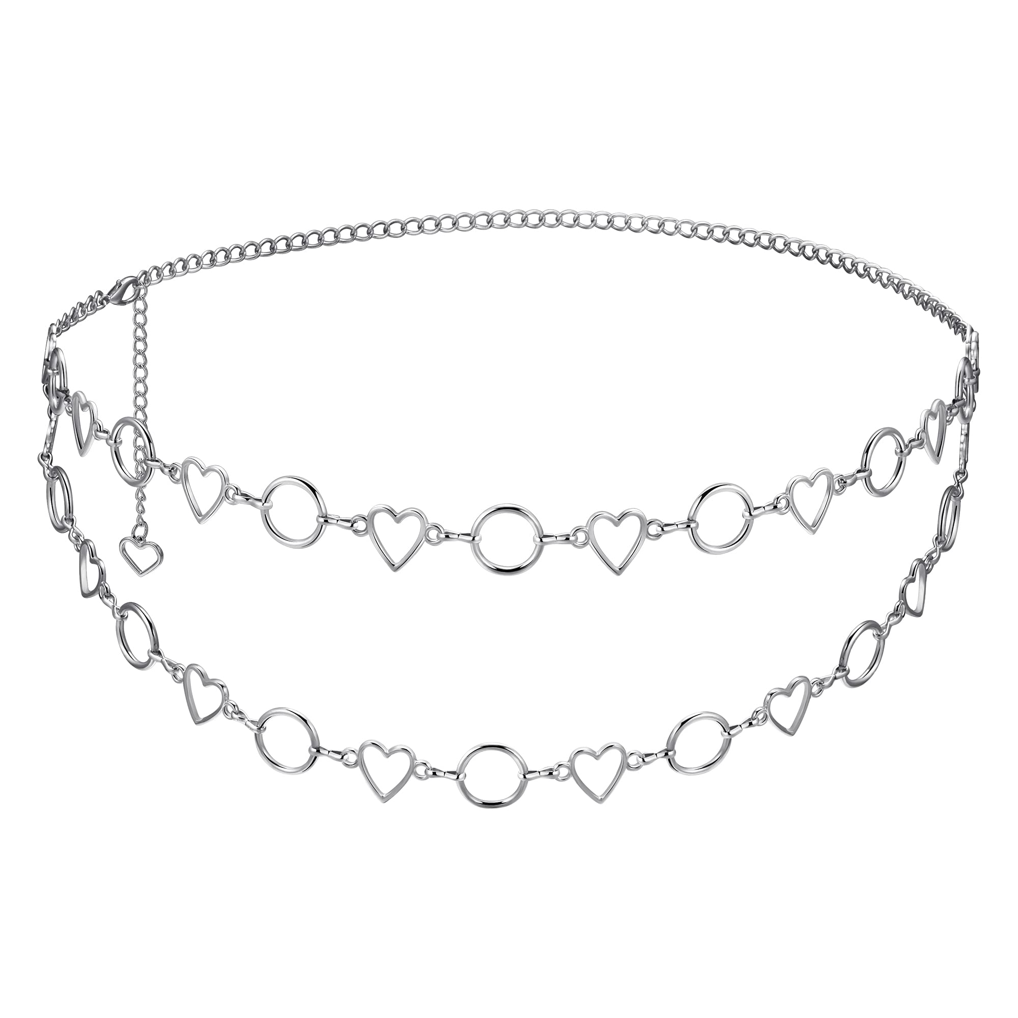 NONGFUGECute Heart Waist Body Chain Belt for Dresses Jeans Teen Girl Women double Layered Adjustable