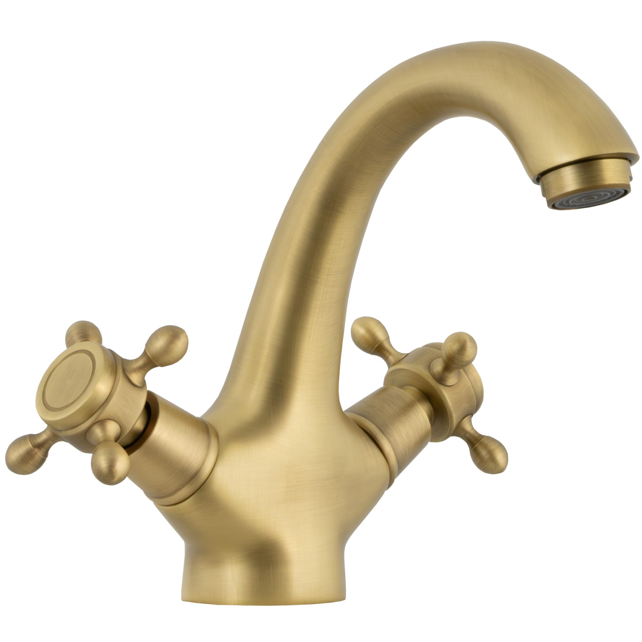 VALAZ Grifo de lavabo retro dorado envejecido diseño vintage bimando serie Adaja