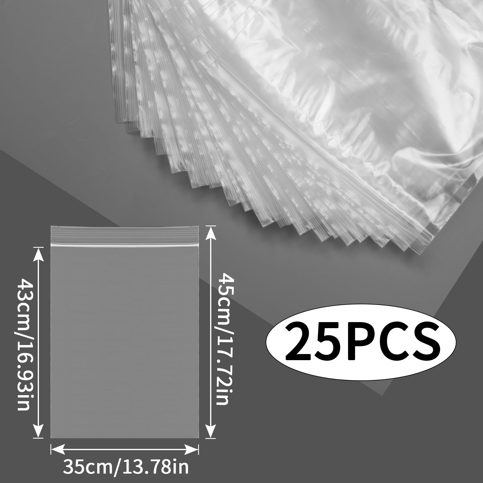 TXXATX 35x45cm Resealable Plastic Bags 25pcs Sealable Plastic Bag Large Sealed Bags Sealable Clear Sealable Bag for Clothing Shoes Office Supplies Collectibles - Image 2