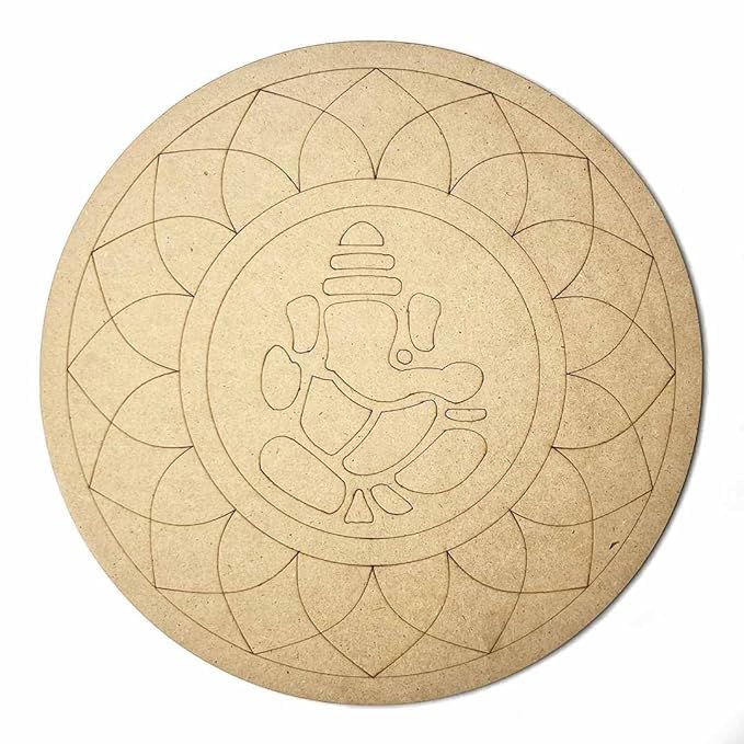 Sure Laser Cut MDF Wood Design with Ganesh ji Shape Drawing DIY Round Cutout for Arts and Crafts Purpose,Home Decor,lippan Art Decoration. (6 Inch)-image-19