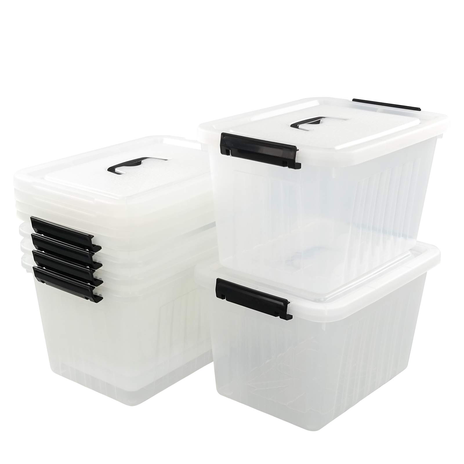 Boîtes de rangement en plastique 12L avec couvercles lot de 6 pratiques pour optimiser vos placards