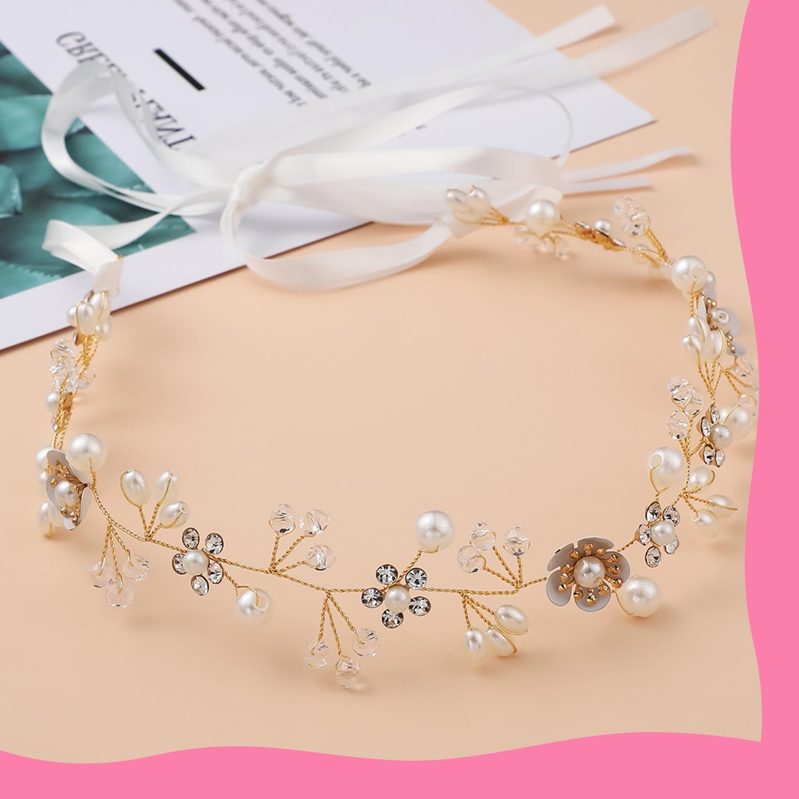 Coroncina Prima Comunione Per Bambina In Oro Con Perle E Strass – Cerchietto Regolabile Con Nastro, Per Matrimoni, Battesimi E Feste