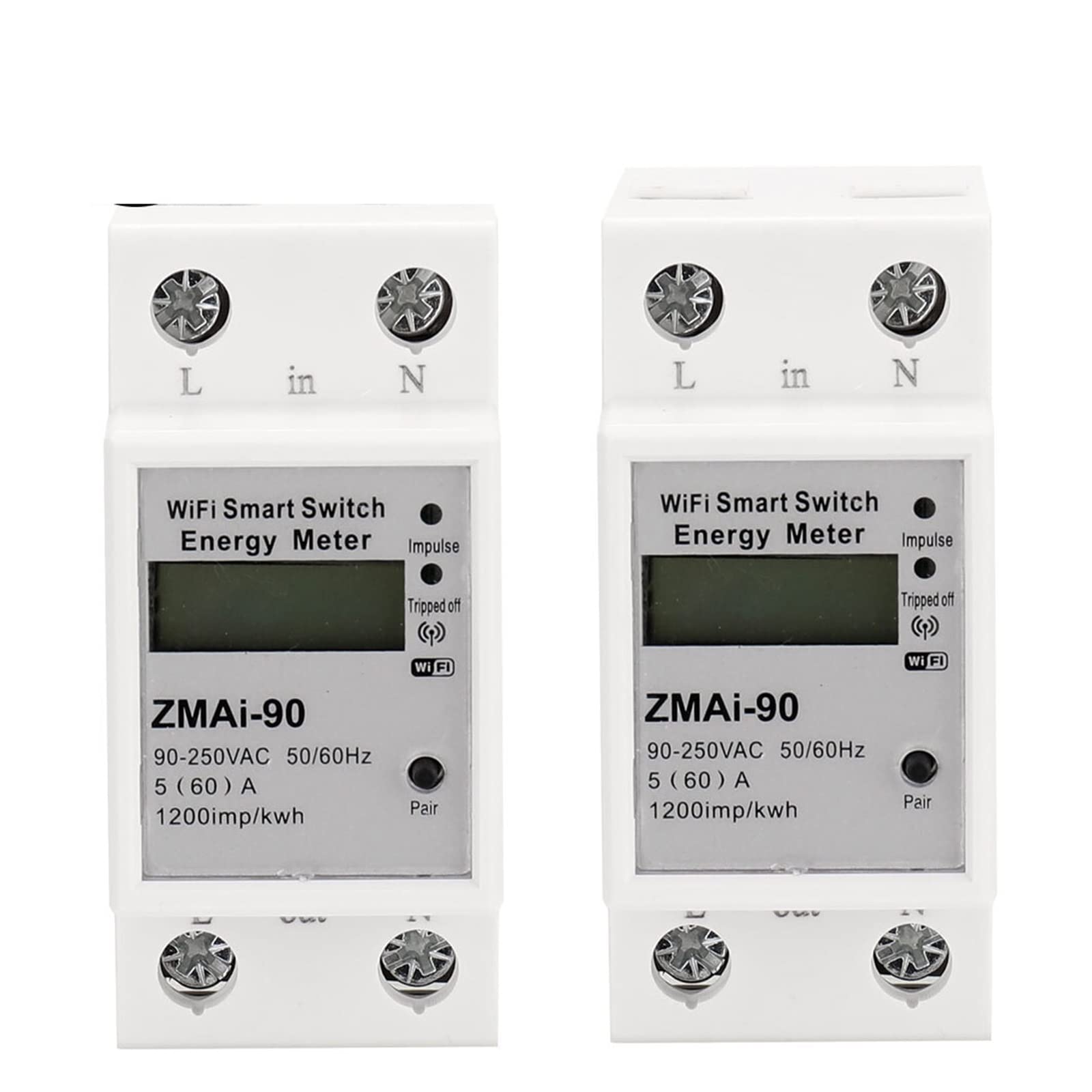 Medidor De Consumo Electrico, Smart Home Medidor de Potencia Vatímetro Medidor de energía Relé de Voltaje Medidor de Consumo eléctrico Trabajo, Fácil de Instalar(2 Usage Meter WiFi)