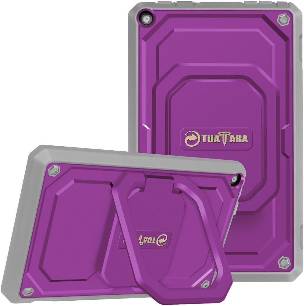 Fintie Shockproof Case for Amazon Fire HD 8 Tablets (7th and 8th Generation, 2017 and 2018 Releases) - [Tuatara Magic Ring] [360 Rotating] Multi-Functional Grip Stand Carry Cover, Purple