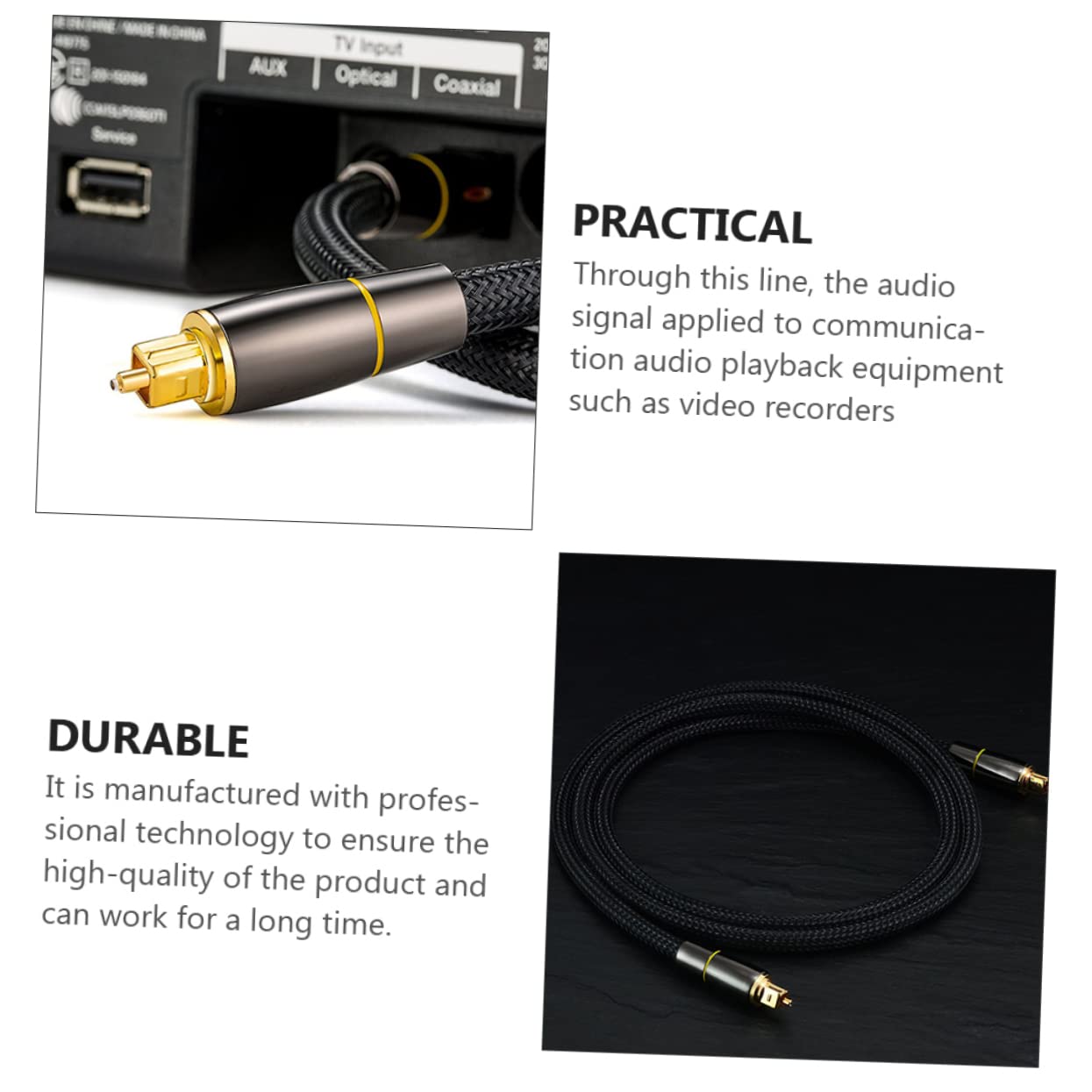 DOITOOL Cable De Audio Óptico Metros Cable De Transmisión De Señal Conexiones De Audio Salas De Estar Compatible Equipos De Cine Óptico Macho Macho