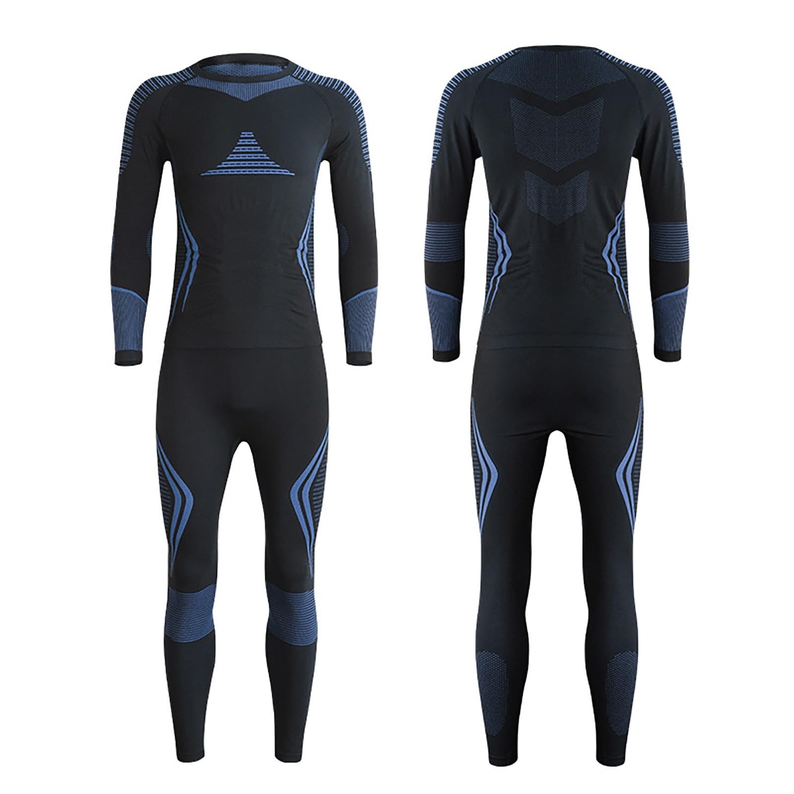 Thermounterwäsche Herren, 2 Teilig Funktionsunterwäsche Set Winter Skiunterwäsche Suit Atmungsaktiv Thermo Lange Unterwäsche Set Thermowäsche Unterhemd + Unterhose für Fahrrading, Fußball, Skifahren