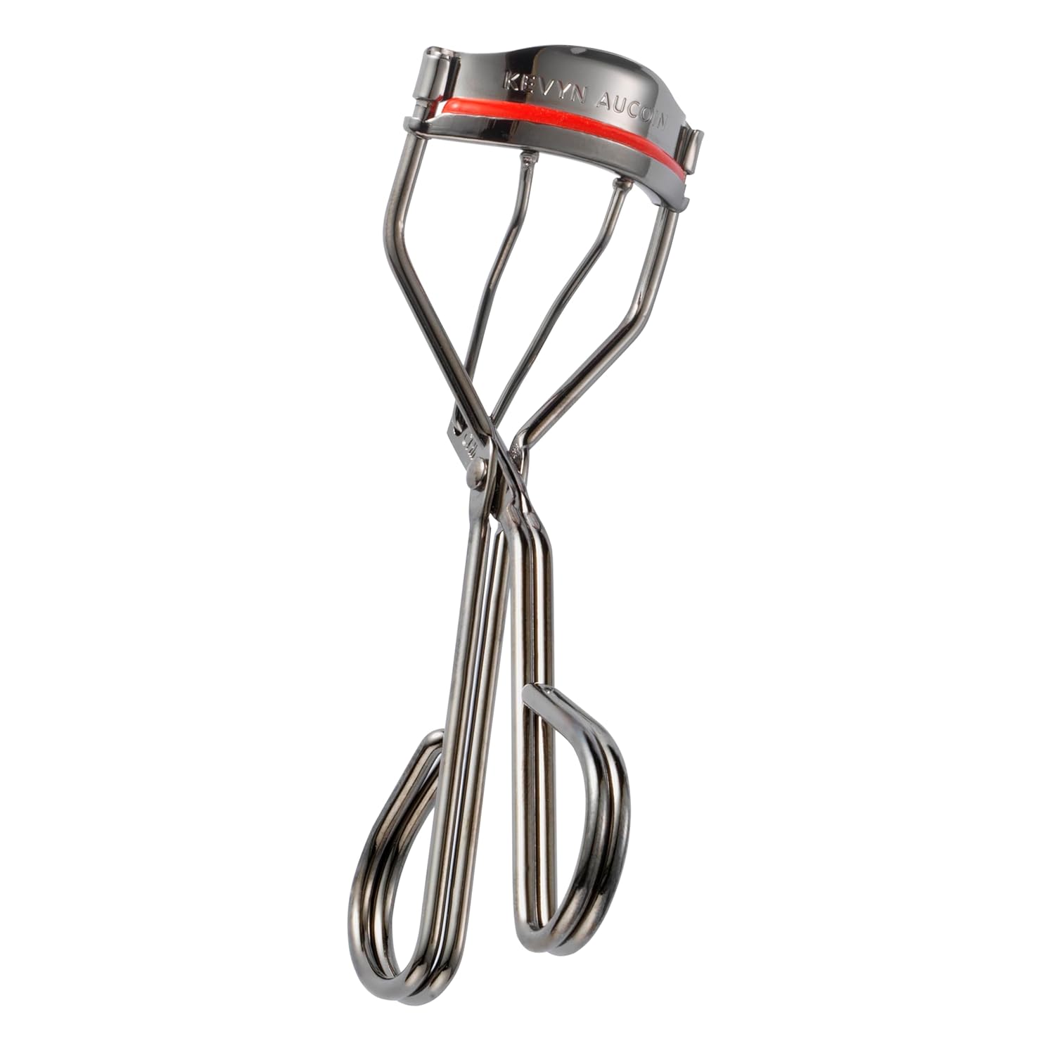 Kevyn Aucoin Professional Eyelash Curler - Heavy Duty Stainless Steel, Lasting HD Curl for All Eyes, Red Silicone Pad