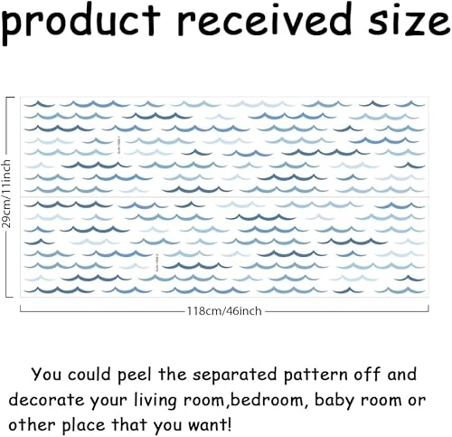 Miniatura 2 de SUPERDANT Blue Ocean Waves Wall Stickers 100pcs Minimalist Sea Waves Wall Decor Curved Lines Sticker Vinyl DIY Decor Art for Kids Bedroom Baby